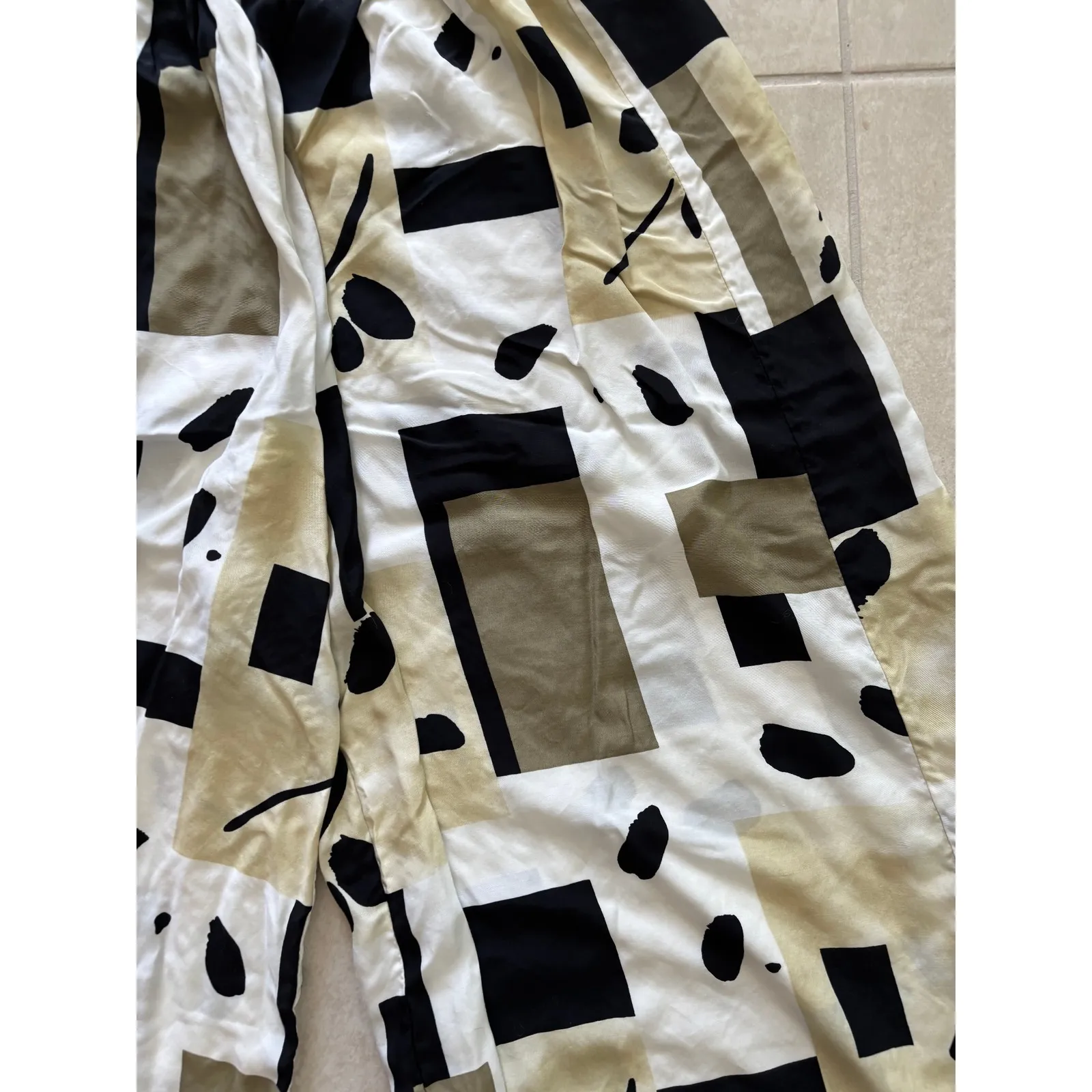 Vintage Melrose Pants Womens 12 Cream Black Wide Leg Artsy Art to Wear Modern‎ - Image 5