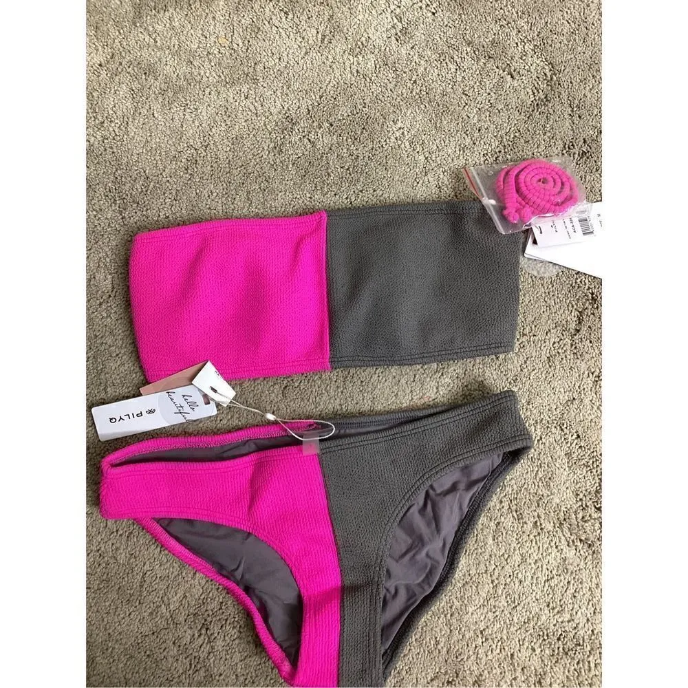 New. Pilyq pink and gray bikini set. M/S. Retails $178 - Image 5
