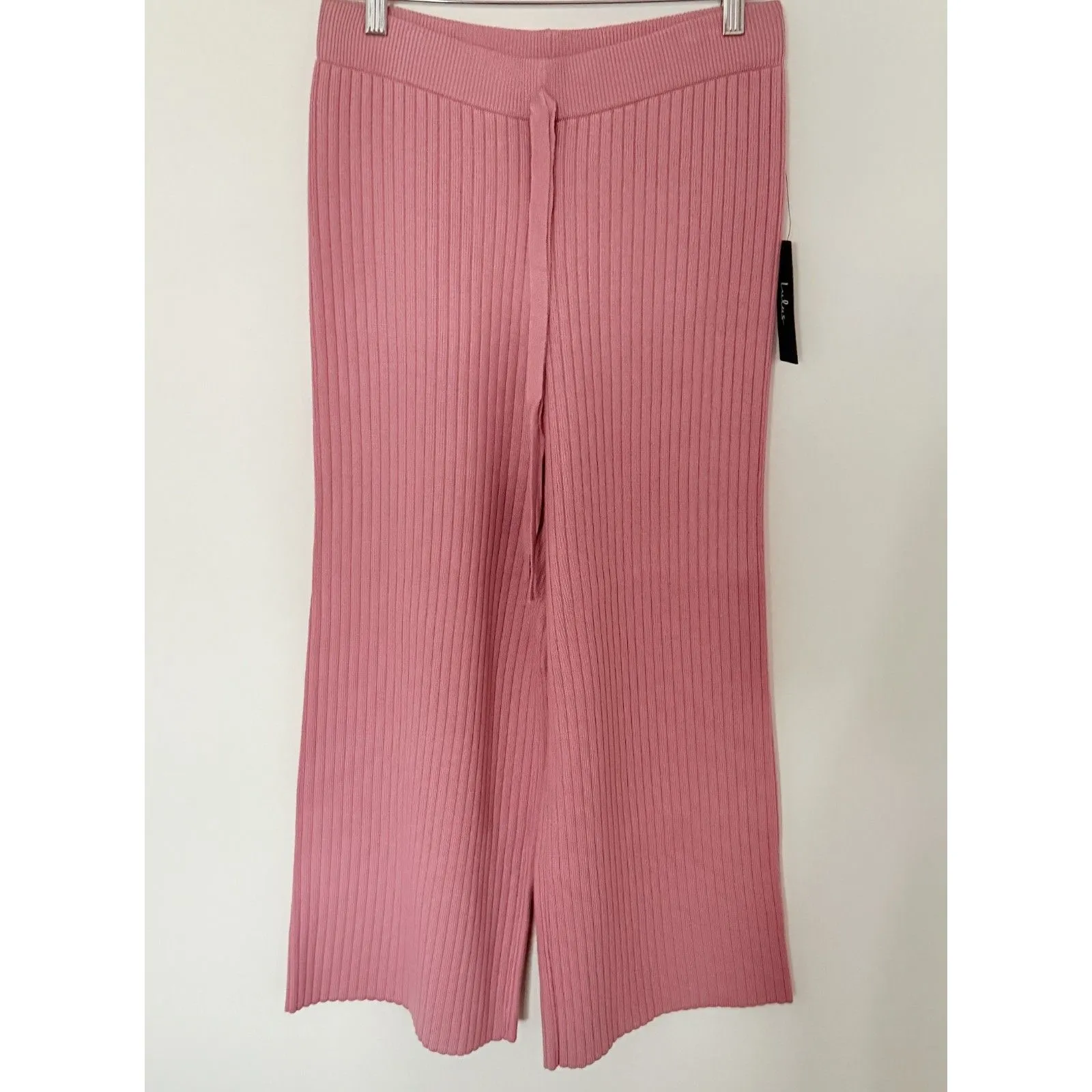 Lulus Snuggly Style Mauve Pink Ribbed Knit Wide-Leg Pants High Waist Sz M - Image 2