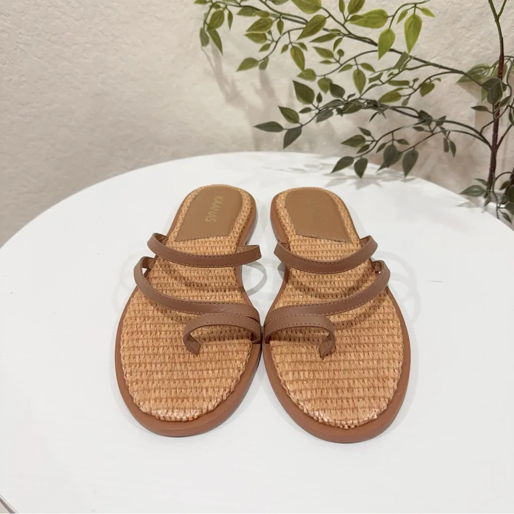 Kaanas Azores Naked slide Sandals Caramel Flats Size 6 NWOB Brown - Image 3
