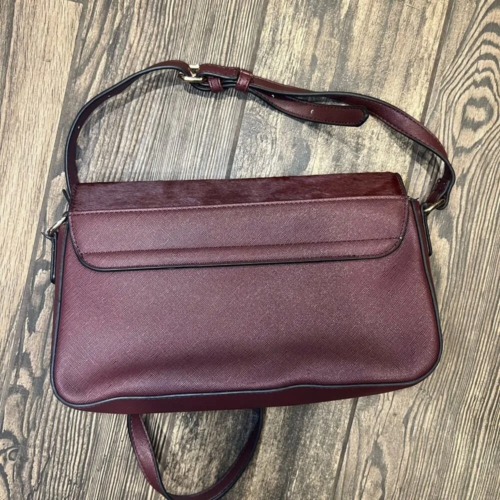 Dune Burgundy Pony Hide Shoulder Bag - Image 5