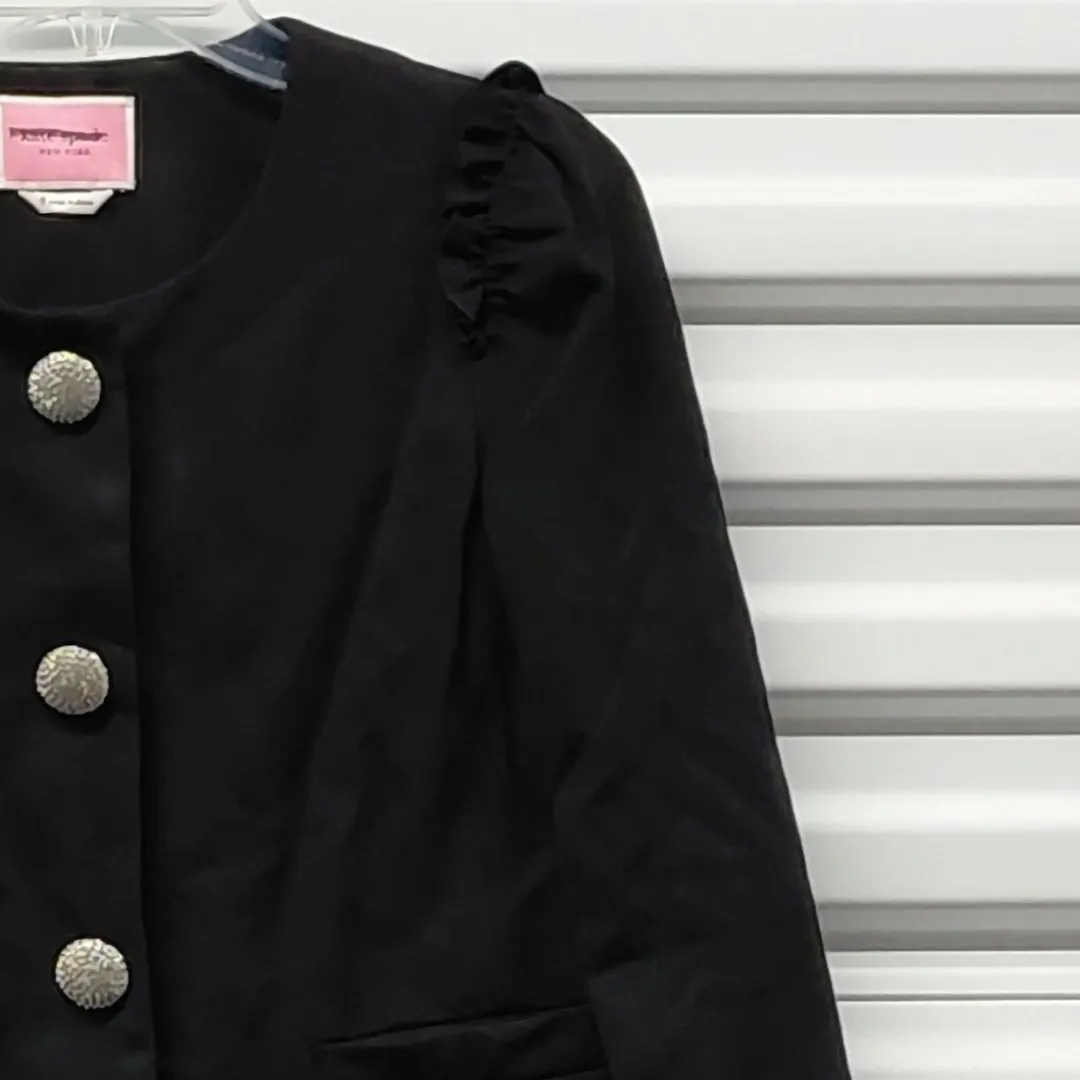 Kate Spade Womens Blazer Size 6 Black Quiet Luxury Chic Crystal Button Jacket - Image 8