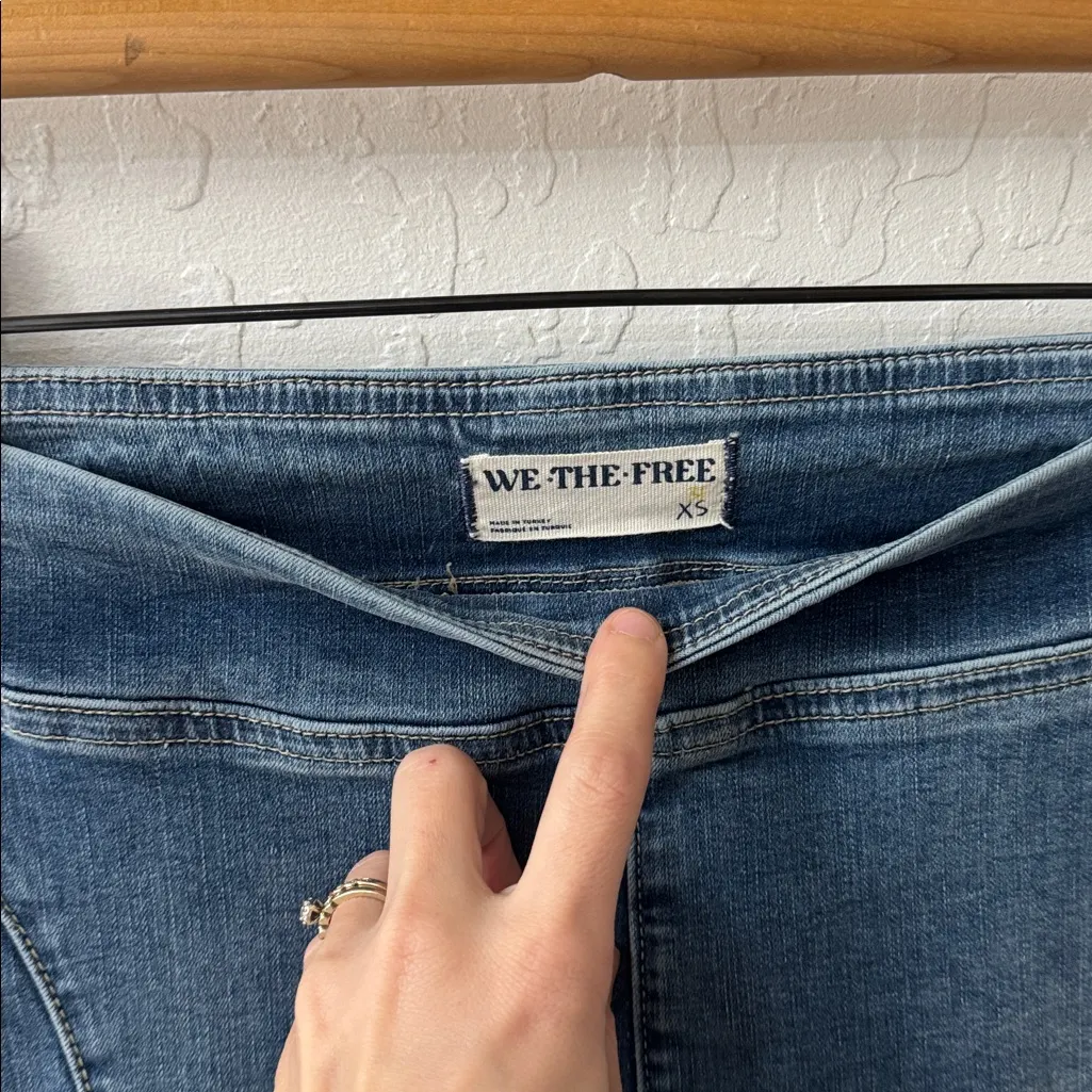 We The Free Double Dutch Split Skinny Jeans Blue Stretch Pull On Size XS - Image 5