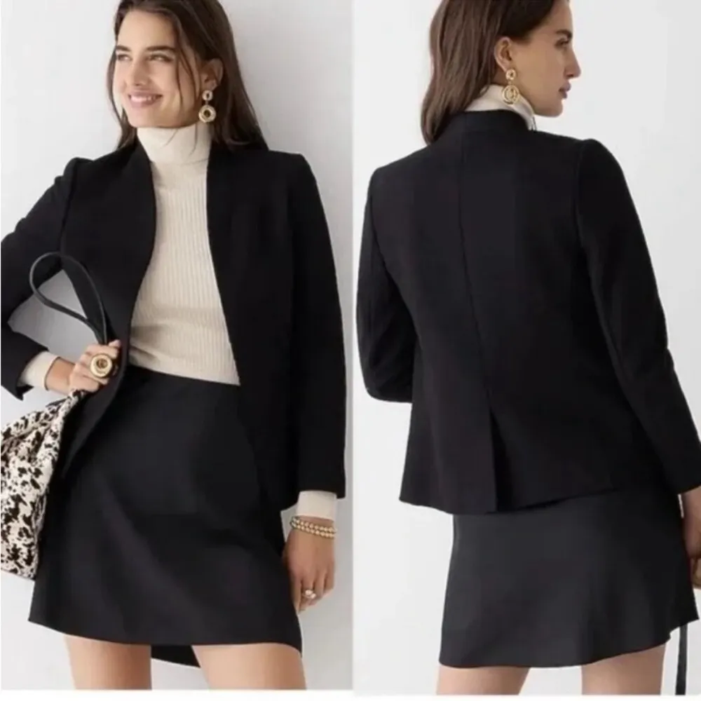 J. CREW 365 Going Out black stretch twill classic essential open front blazer 2 - Image 2