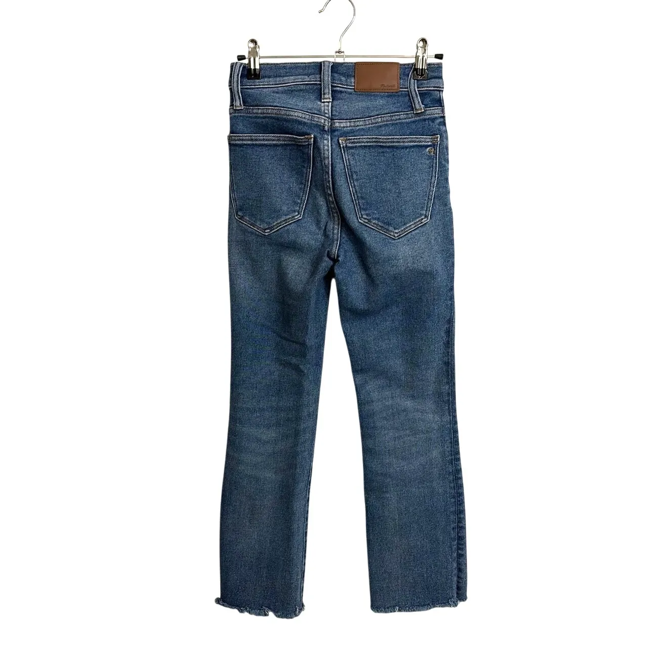 Madewell Demi Boot Jeans Womens 23 Fleetwood Blue Cali High Rise Crop Raw Hem - Image 2