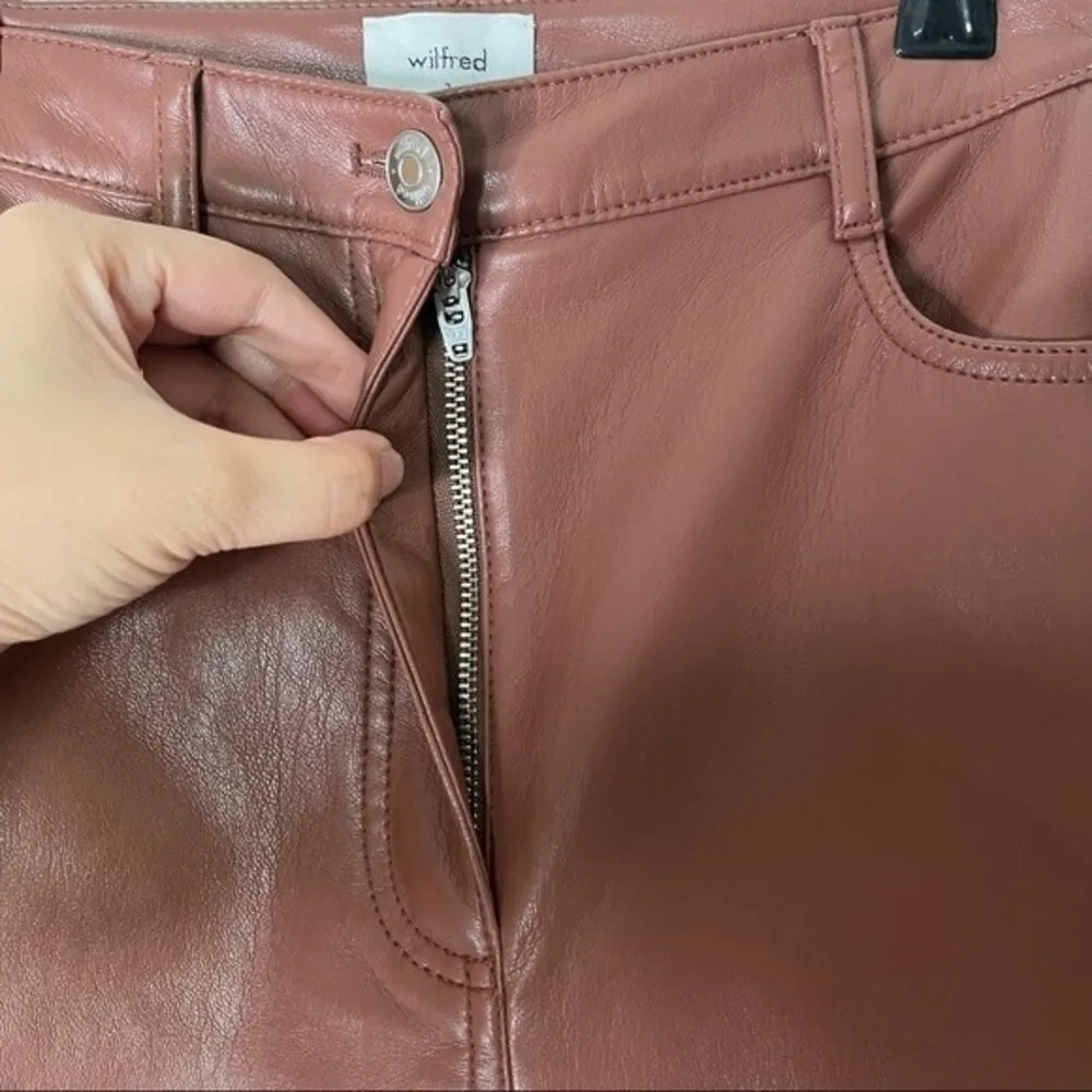 Aritizia Wilfred Melina Vegan Leather Pants In Cognac Brown Women’s Size 2 - Image 9