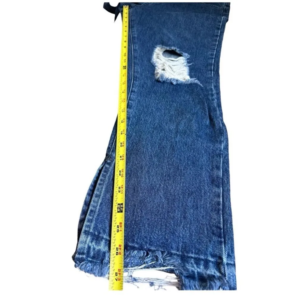 Show Me Your Mumu Brooklyn High Rise Distressed Jeans AnkleSplit Raw Hem Size 29 - Image 10