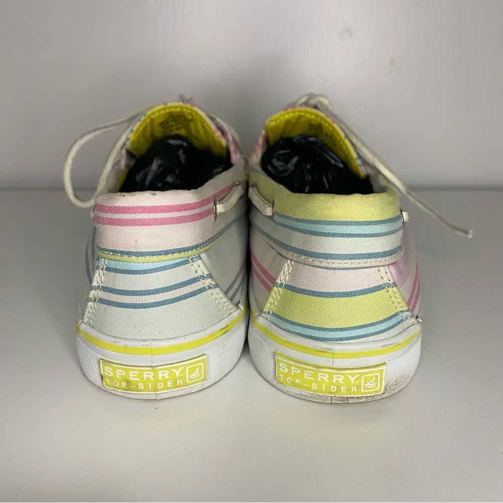 Sperry Top-Sider Women Size 8.5M Bahama Pink/Lime Stripe Canvas Boat Shoes - Image 6
