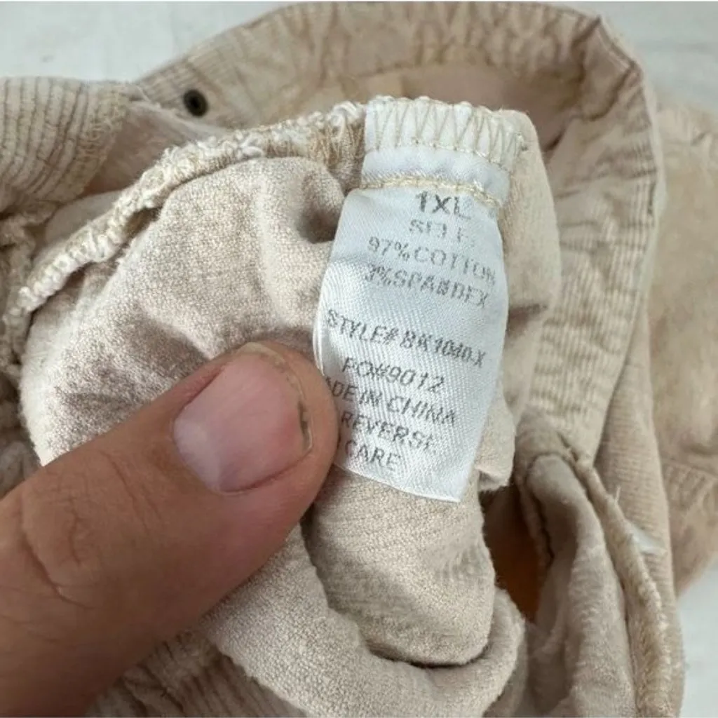 Beige Corduroy Button-Front High-Waist Skirt 1XL By Chic Soul - Image 3