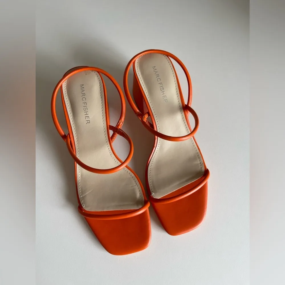 Womens Orange Padded Goring Galvin Square
Toe Block Heel - Image 4