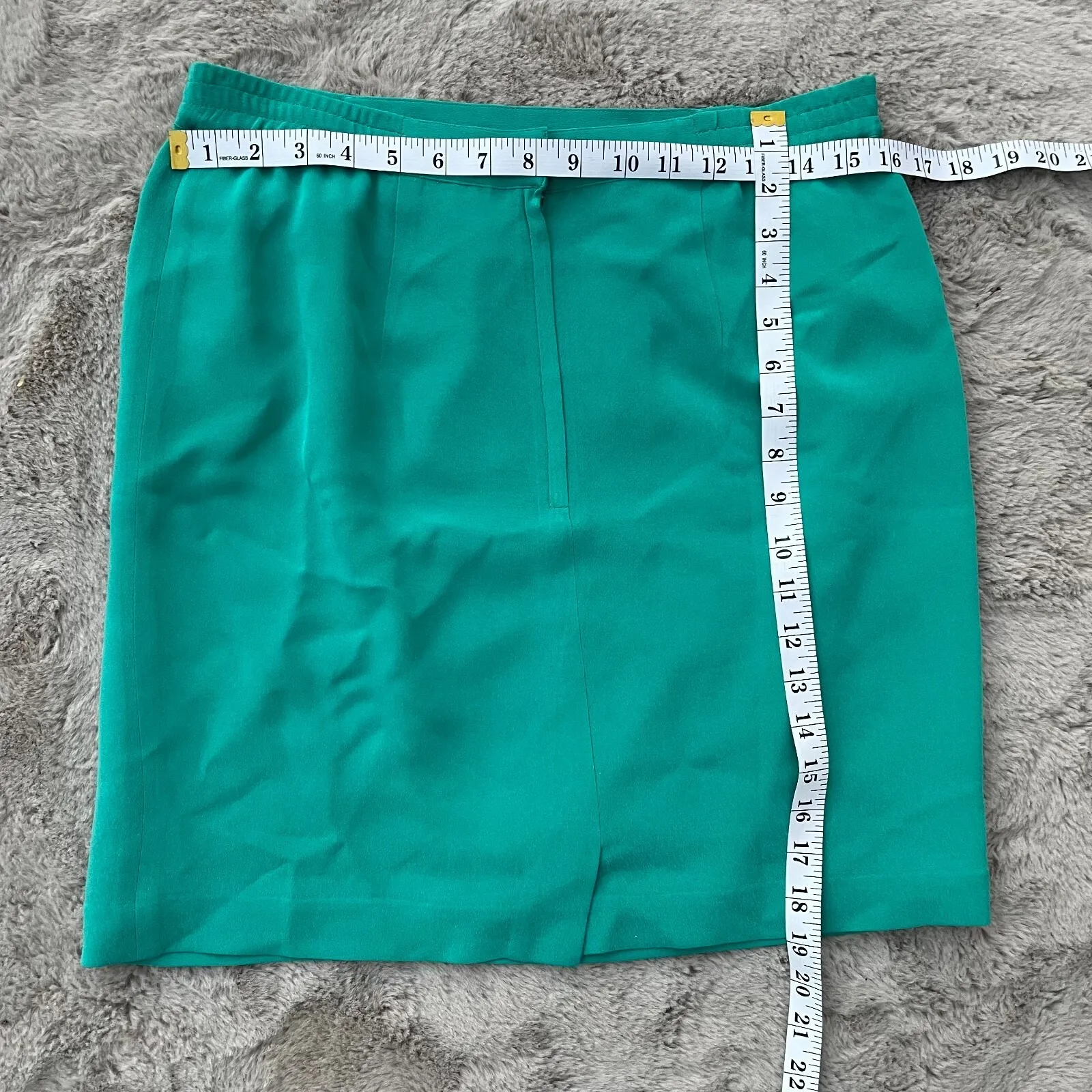 Women's 100% Silk Pencil Skirt Size 12 Teal Green Classic Minimalist‎ Career Lux - Image 2