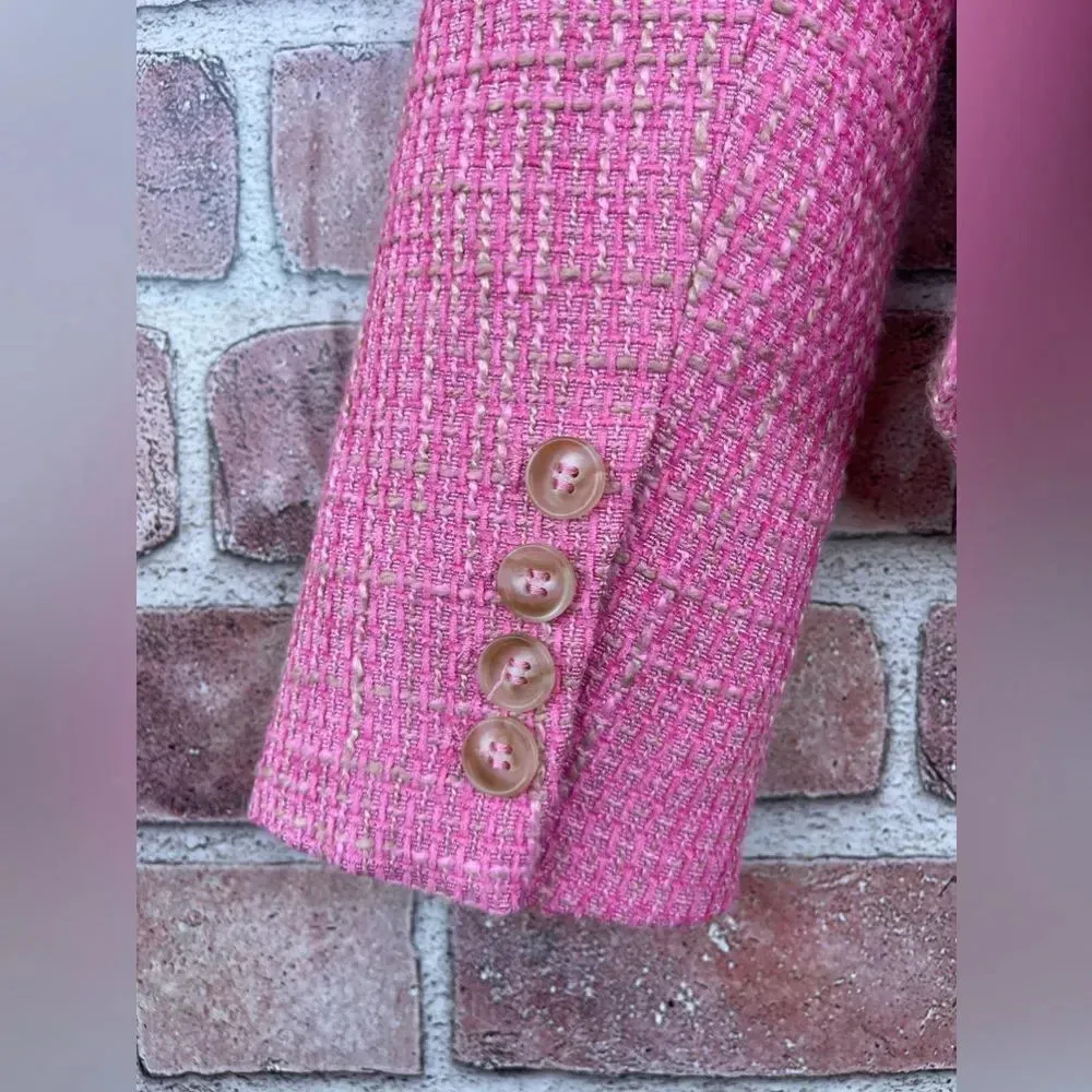 NEW CENTRAL PARK WEST ramona tweed blazer in pink XS - Image 10