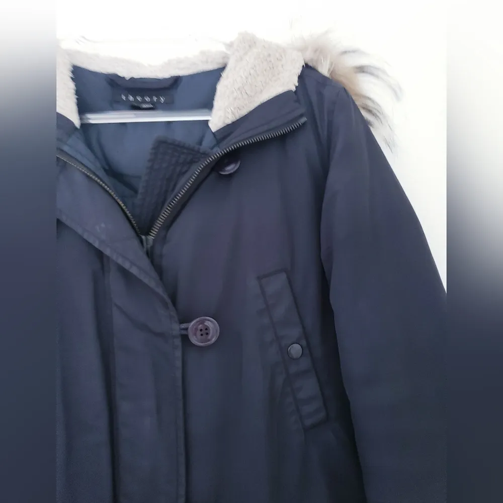 Theory Norberta Parka Coyote Fur Hood Down Puffer Jacket - Image 3