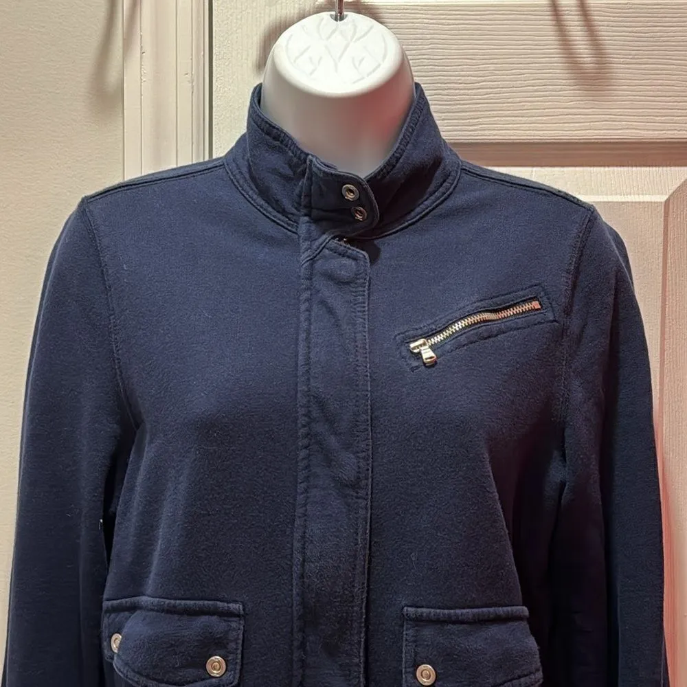 LRL Jeans Co Jacket Womens Blue Full Zip Snaps Pockets Preppy Casual Mandarin S - Image 2