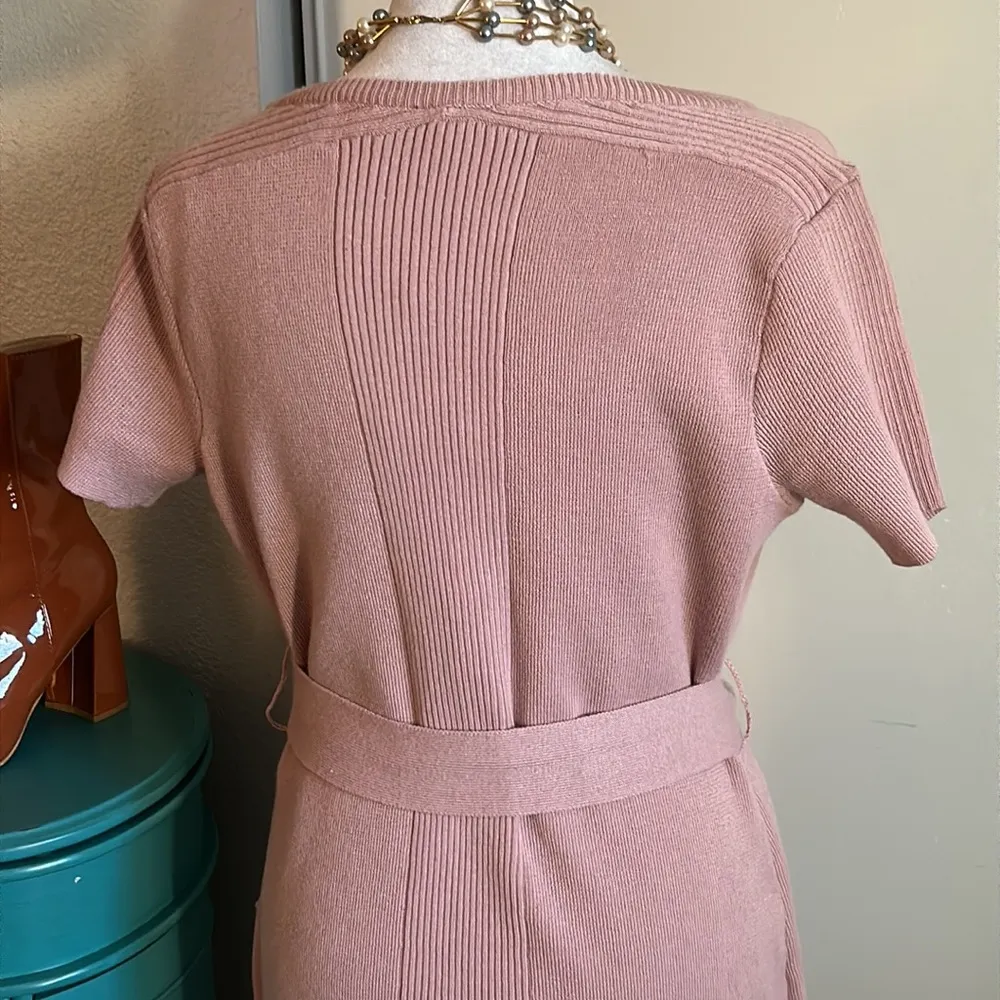 New Torrid Women’s Short Sleeve Knit Ribbed Pink Mauve Sweater Midi Dress - Image 7
