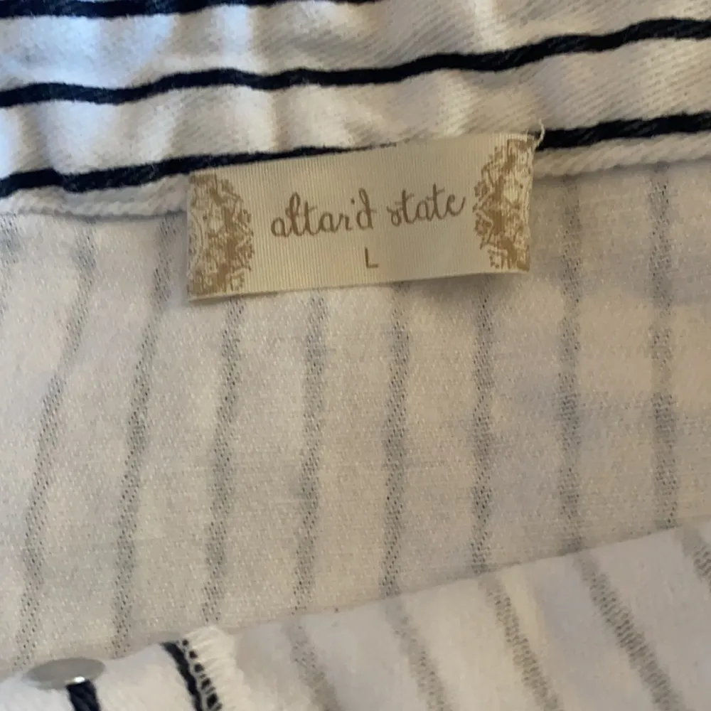 Altar’d State White/Black Stripe Denim Skirt Sz L - Image 4