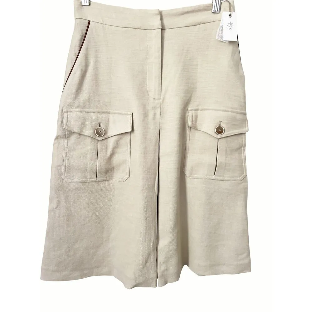 Eleventy Platinum Beige Linen Pleated Knee Length A - Image 5