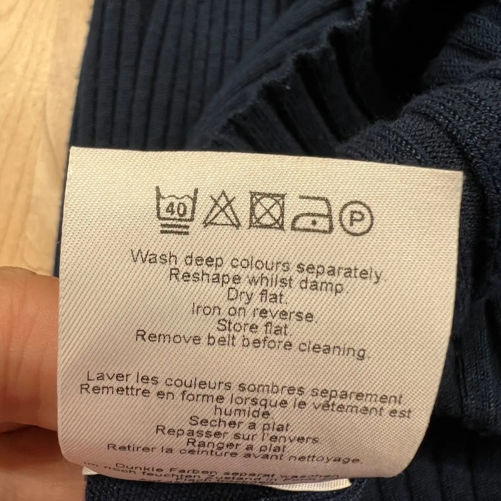 Long Tall Sally Womens Ribbed Navy Cardigan Sweater Button Front Size Medium Blue - Image 11