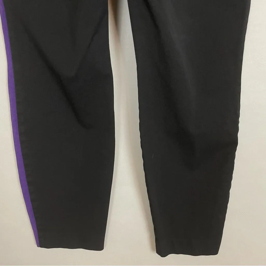 Alfani Pants Black Stripe Purple White Trim Stretch Size 16 Ankle Sporty Pockets - Image 9