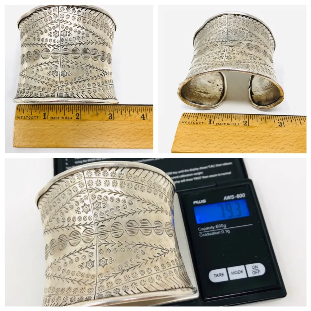 Sterling Silver , heavy tooled cuff, 79.3g - Image 7