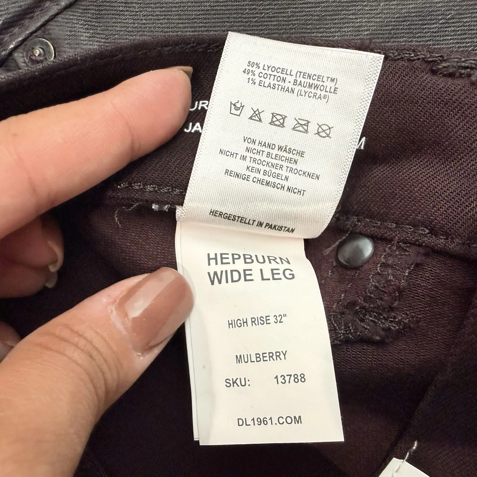 NWOT‎ DL1961 Hepburn High Rise Wide Leg Coated In Mulberry Size 25 - Image 9