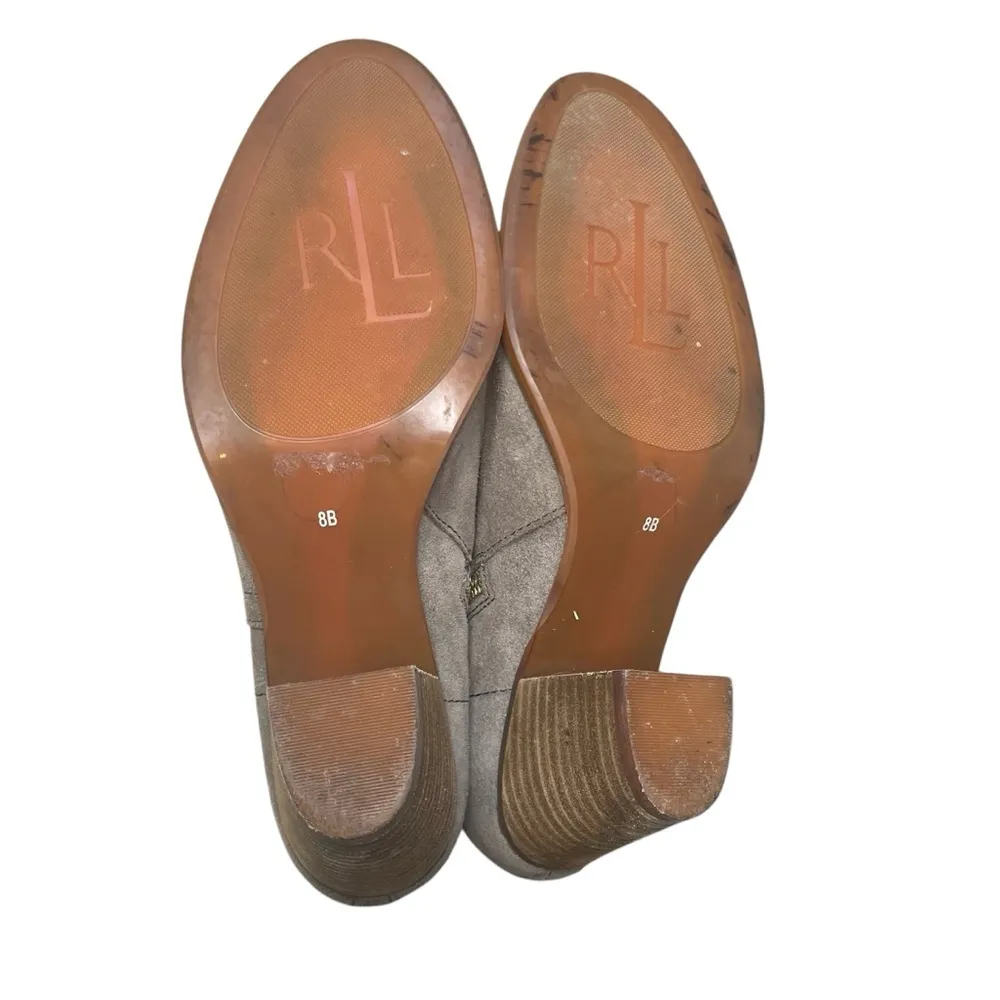 Ralph Lauren Women’s Macie Gray Suede Leather Bootie Boots‎ 8B Buckle Strap Heel - Image 9