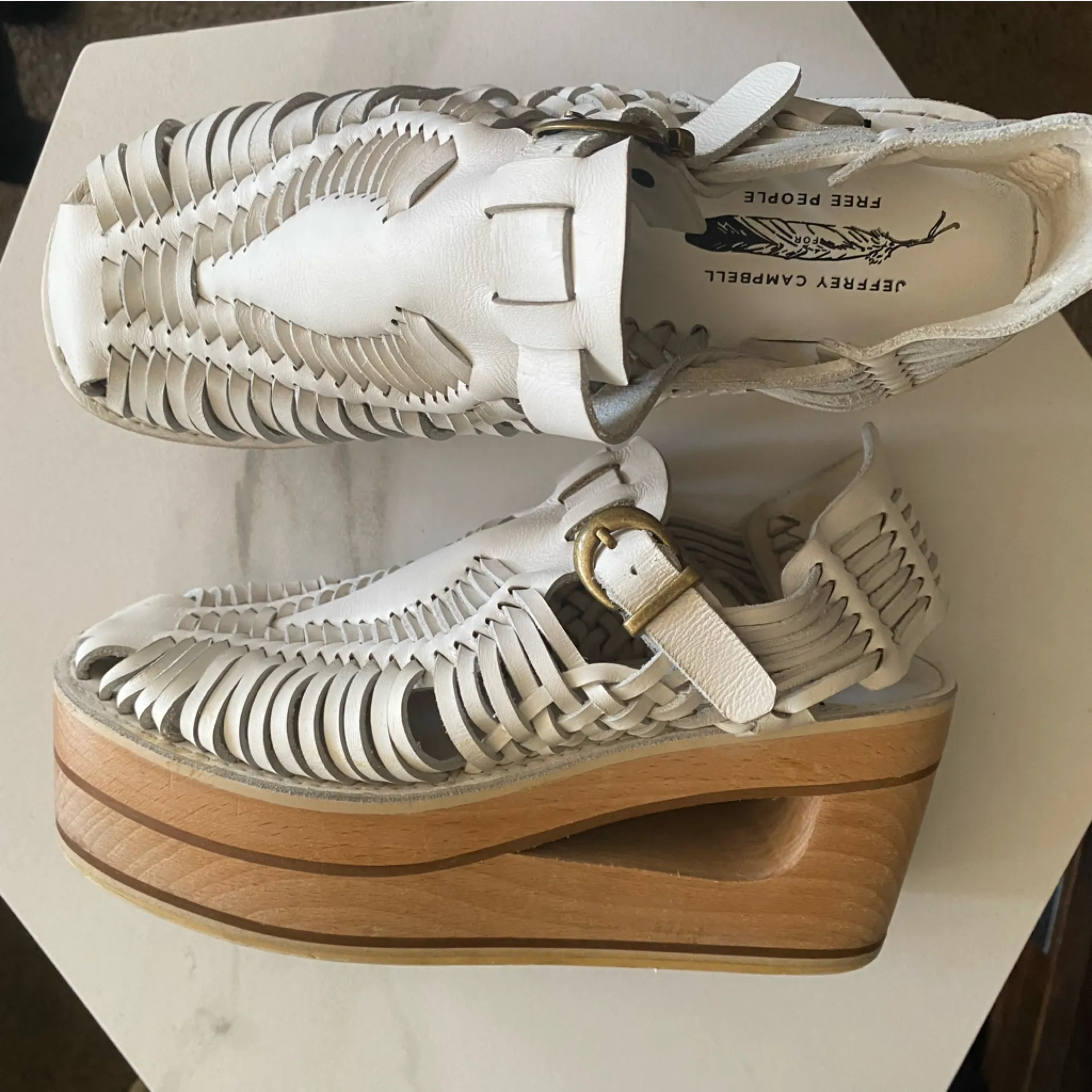 Jeffrey Campbell Free People Gemma Hurache white woven leather platform sandal 7 - Image 7