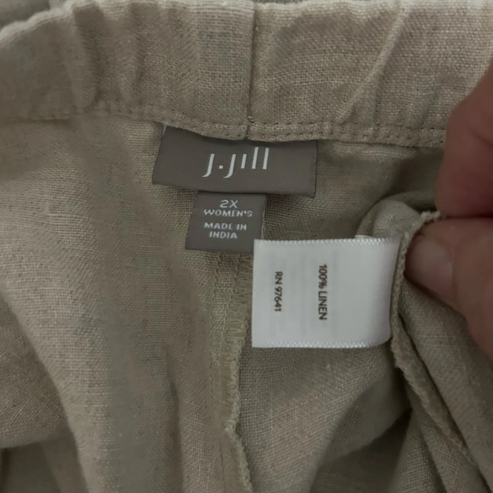 J.Jill 100% Linen Pants Womens 2X Cropped Wide Leg Casual Minimalist Beige Boho - Image 6