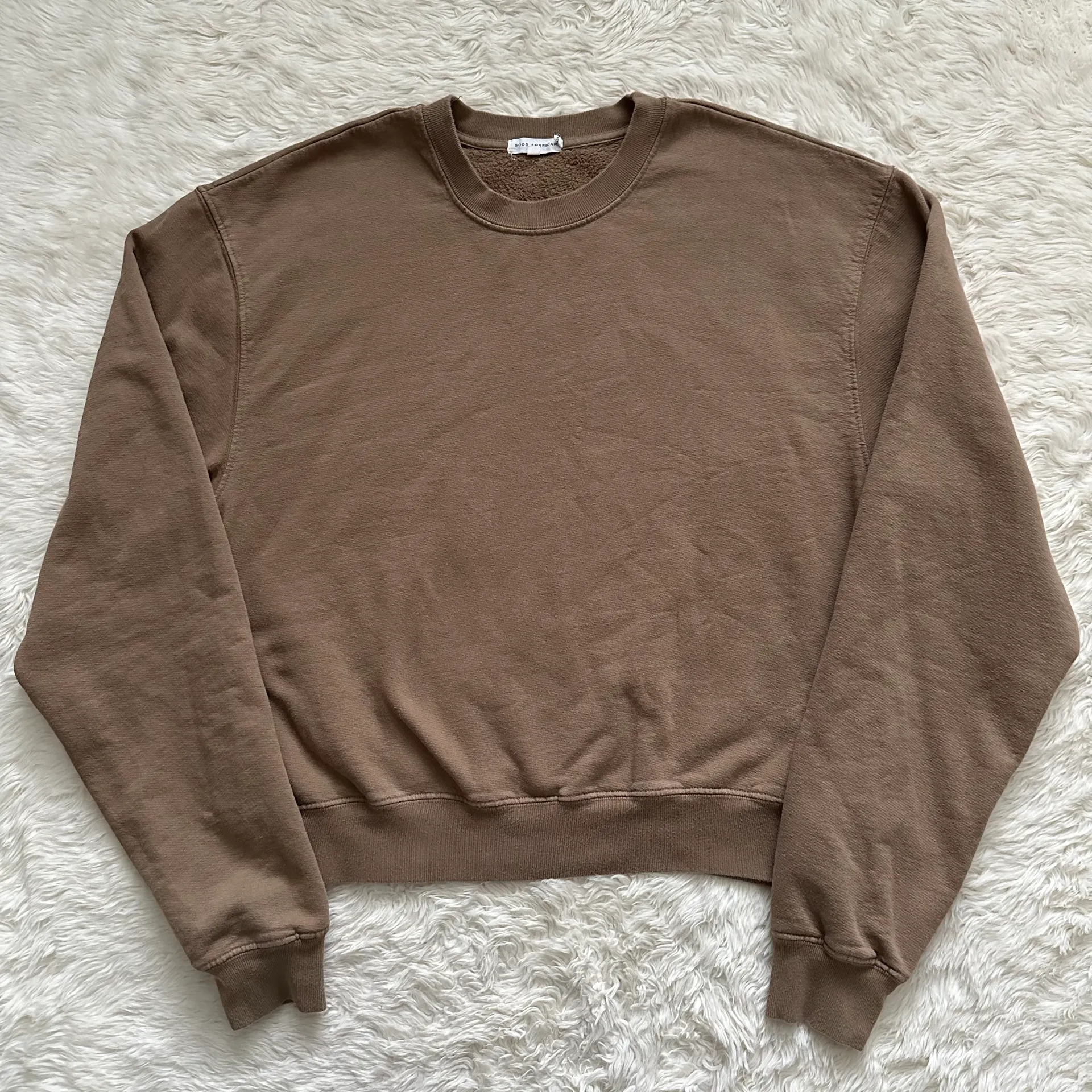 Sweatshirt Crewneck Long Sleeve Pullover Sweater Tan Brown L - Image 2