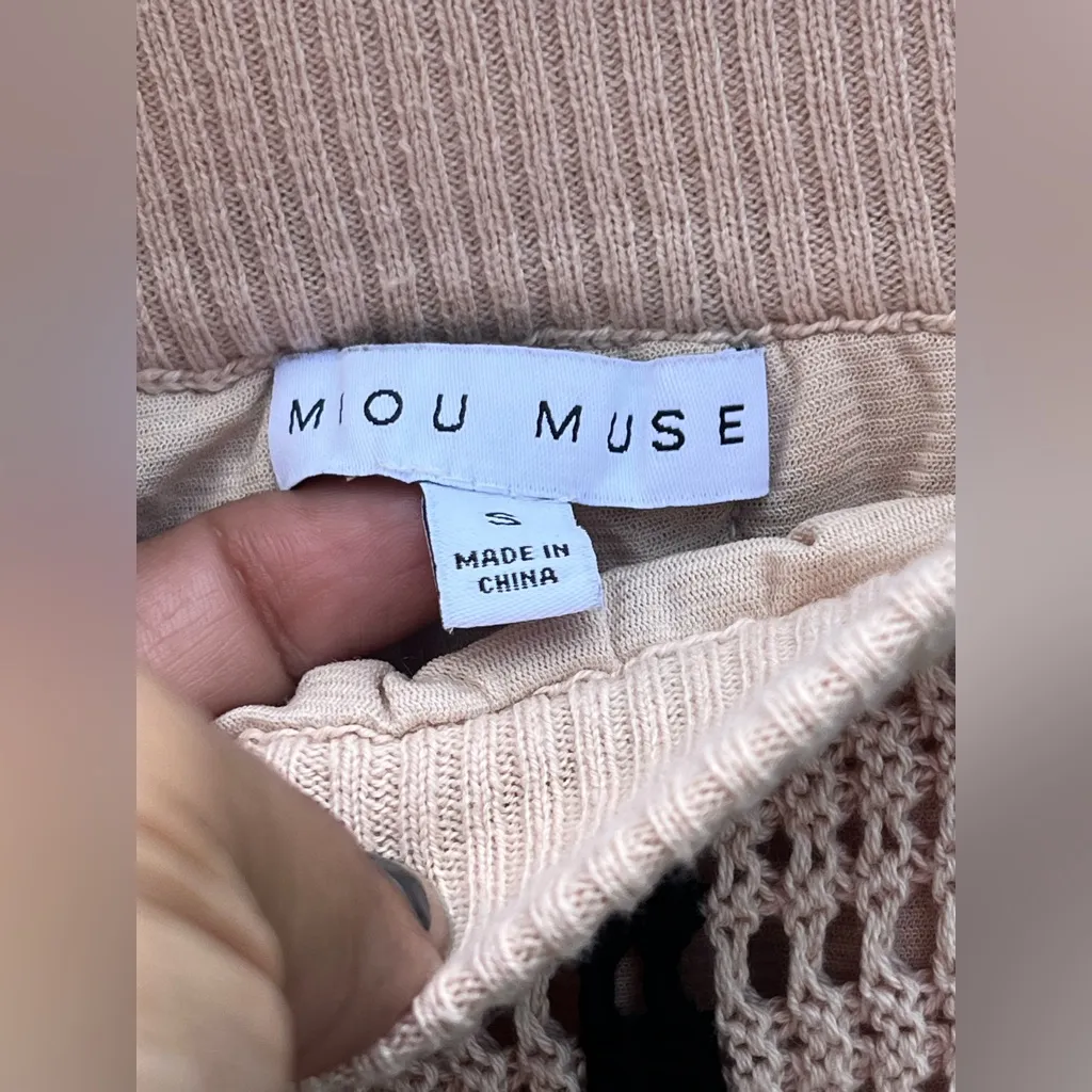 MIOU MUSE ANA STRIPED PATTERN CROCHET KNITTED LONG SKIRT Tan - Image 8