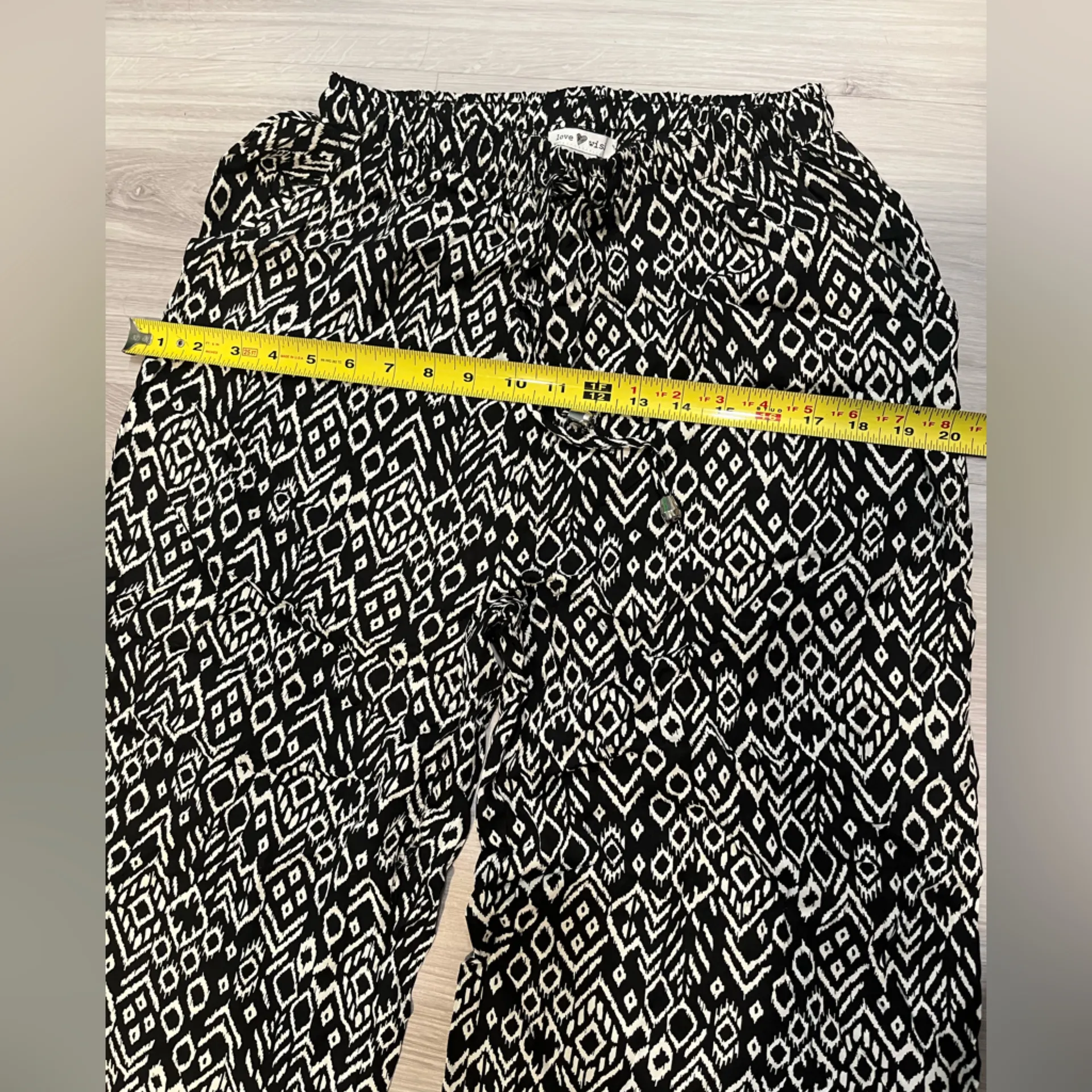Love Black and White Patterned Wide Leg‎ Pants Size L - Image 6