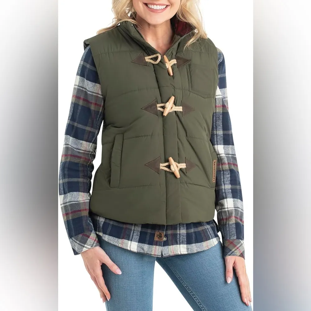 Legendary Whitetails Quilted Puffer Vest Olive Green - Image 3
