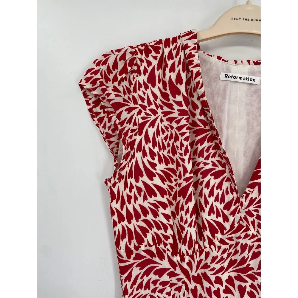 Reformation Alisa Heart Love Print V-Neck Midi Dress Size 4 NWT - Image 4