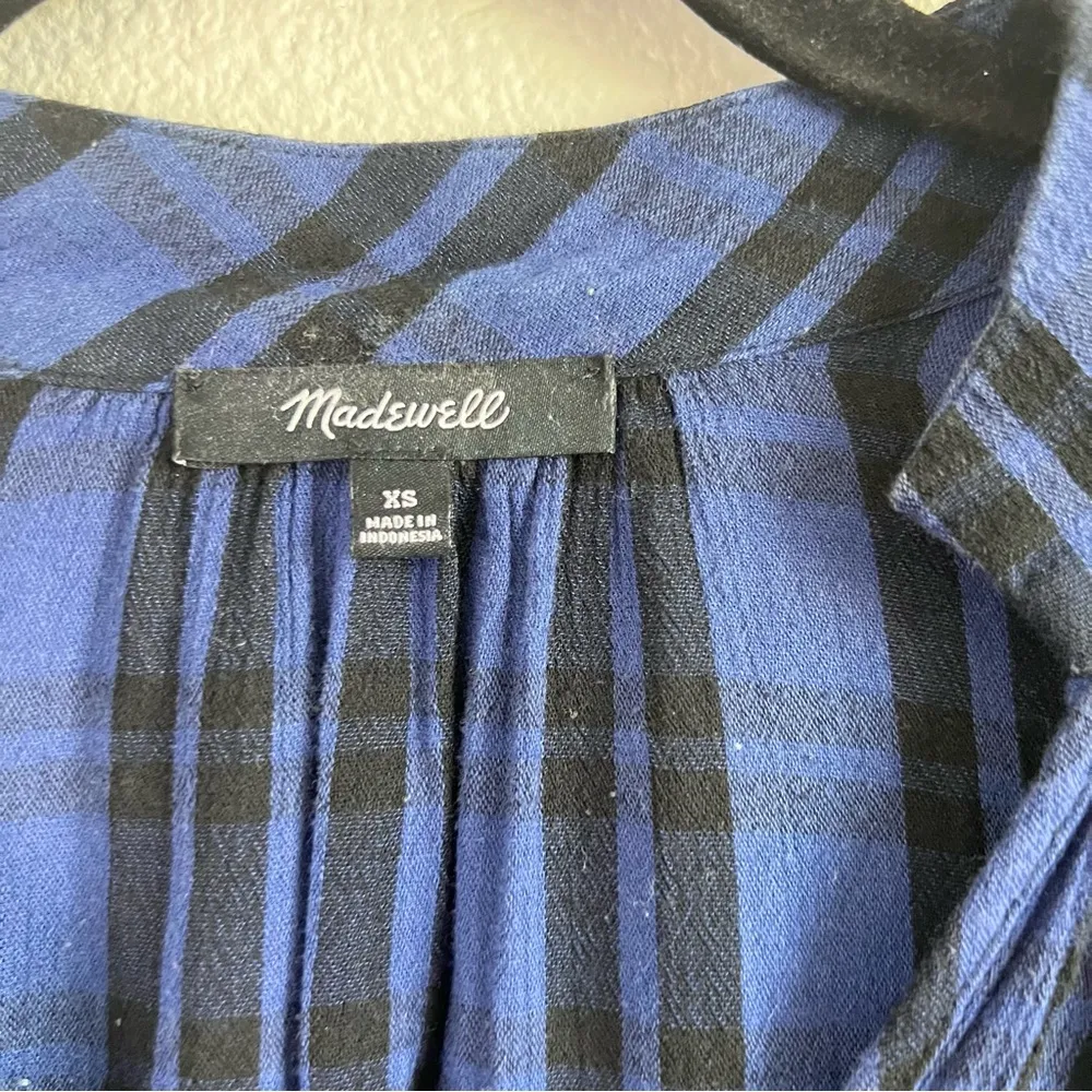 Madewell Highroad Popover Shirt in Chelton Plaid Black Blue - Image 3
