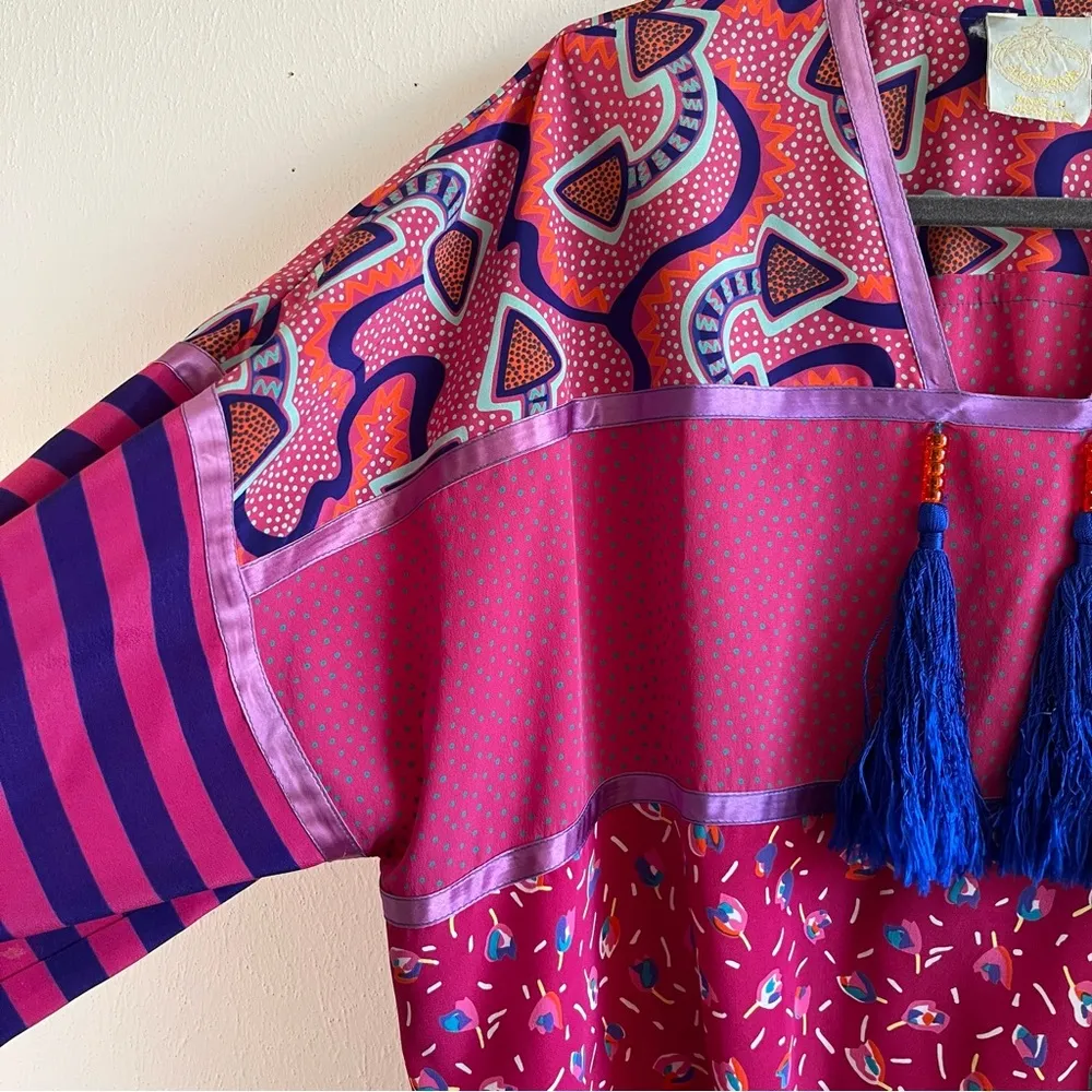 Shepherds Australia Top Vintage Pink & Blue V Neck Blouse Sz S EUC 80s/90s Look - Image 6