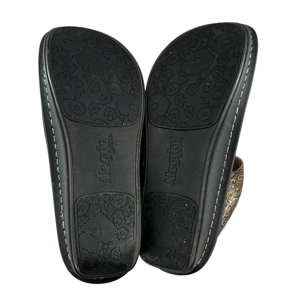 Alegria  ALG-511 Lite Pewter Embossed Leather Clogs Comfort Backless 39 8.5/9 - Image 9