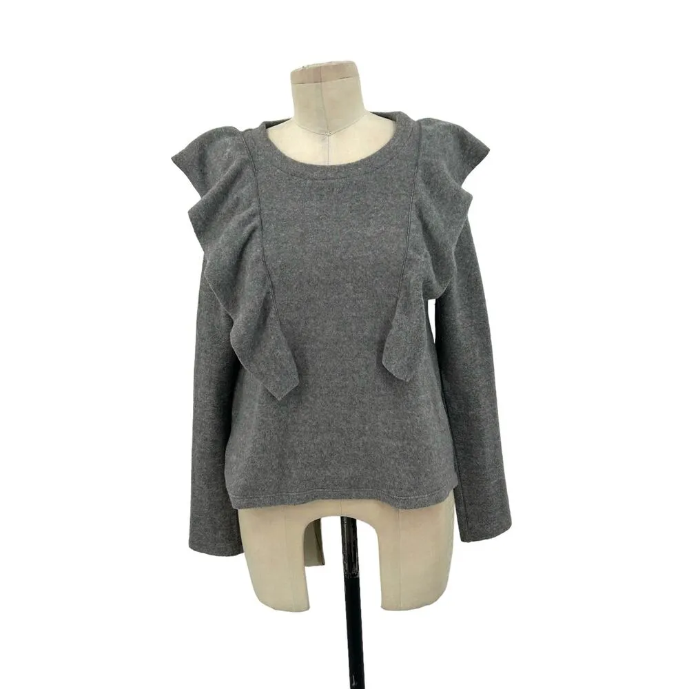 McGuire Sabina Ruffle‎ Sweater Gray Long Sleeve Size XS - Image 3