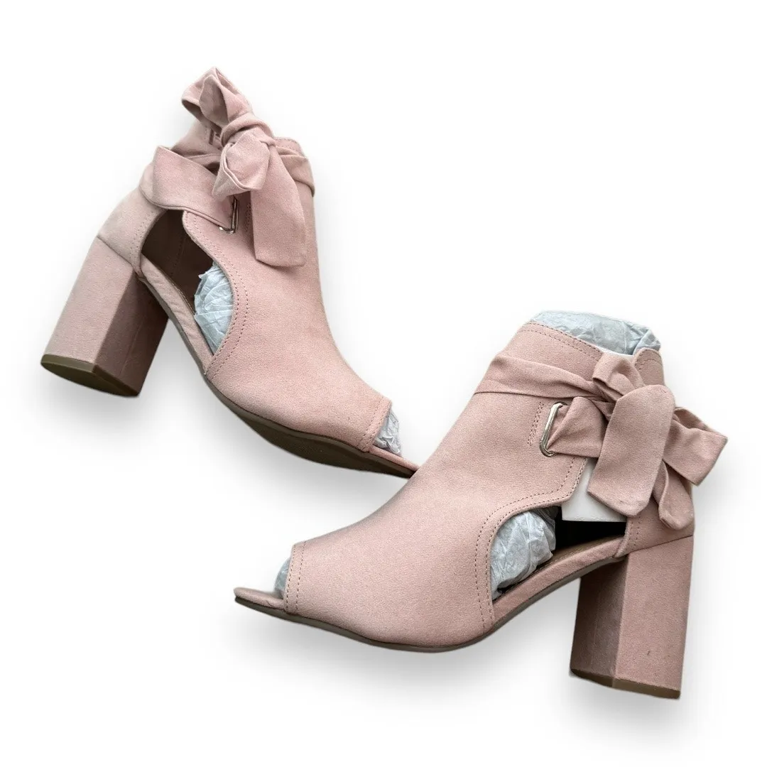 JustFab‎ Womens Shoes Size 6.5 Karine Blush Pink Peep Toe Bootie Ties NEW Bows - Image 7