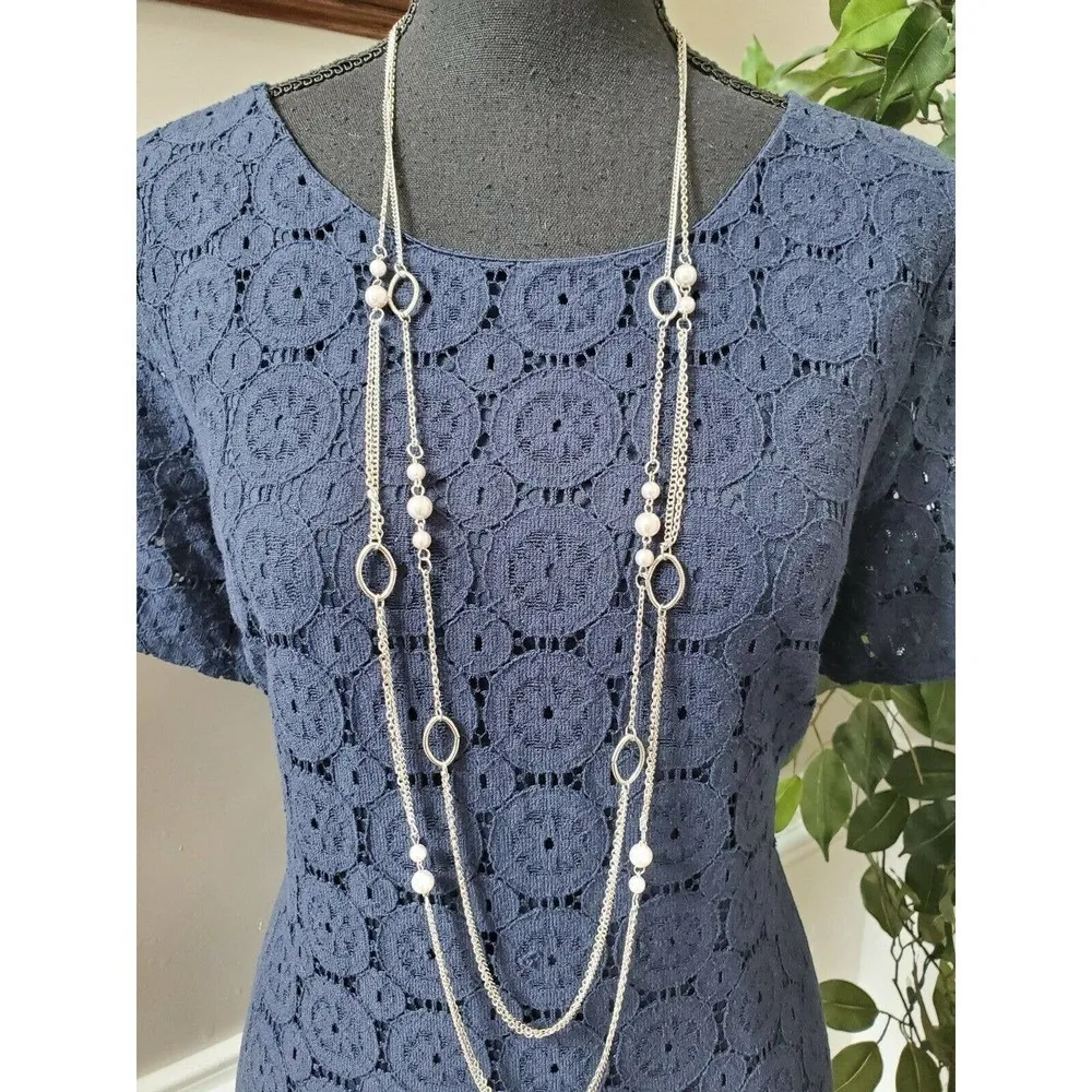 Sharagano Round Neck Half Sleeve Knee Length Dress - Image 2