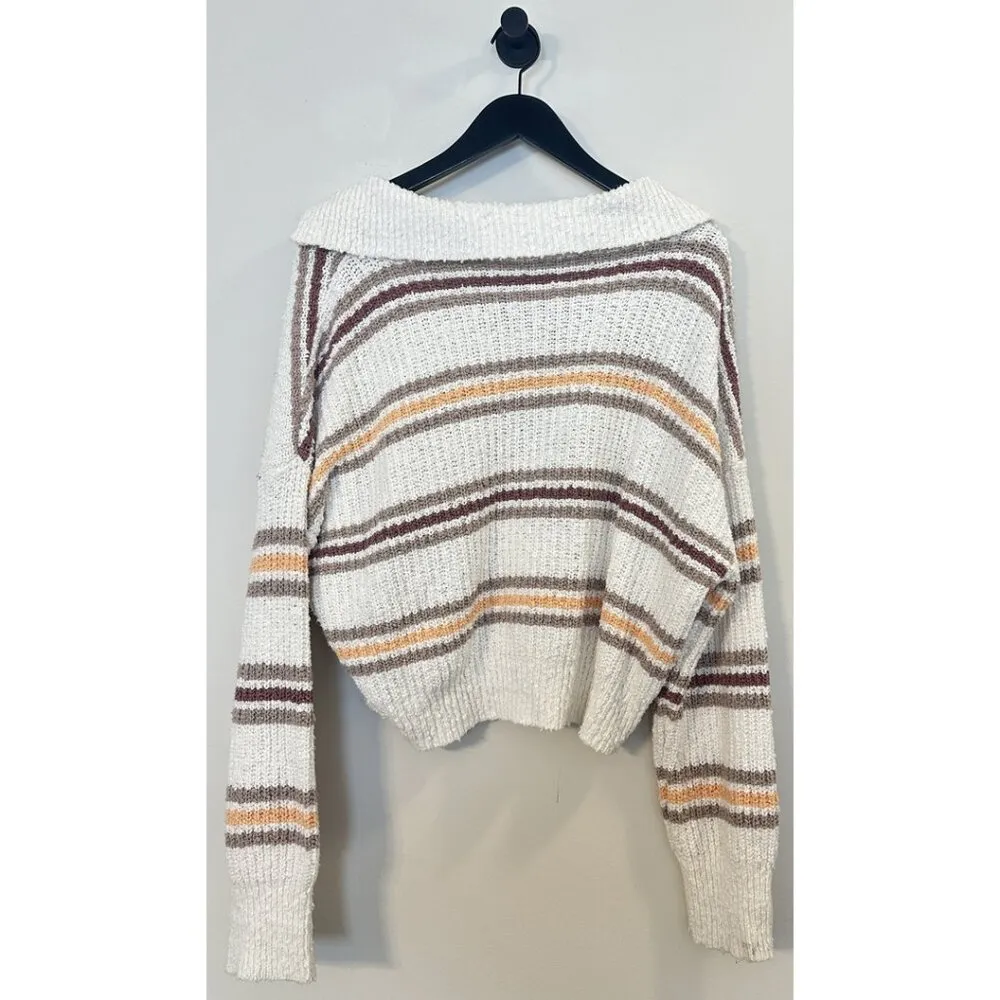FREE PEOPLE Kennedy Stripe Pullover in Cream Size Small - Image 7