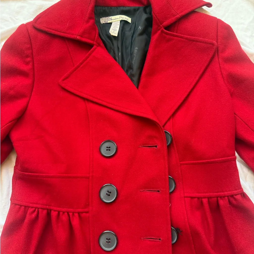 American Rag CIE 1984 Women's Red Double-Breasted Wool Coat - Image 3