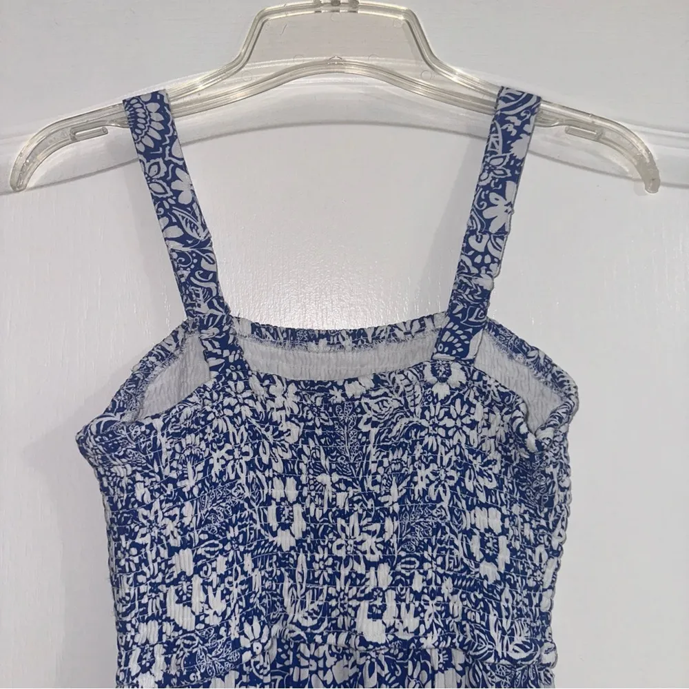 Blue and white floral midi dress - Image 5