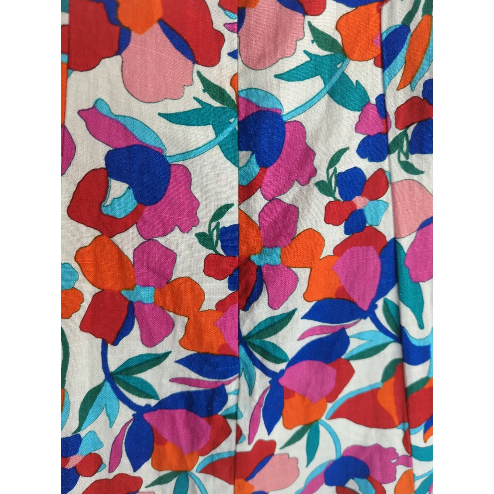 The Impeccable Pig Floral Tie  Linen Blend Romper Women MED Coastal Bohemian NWT - Image 7