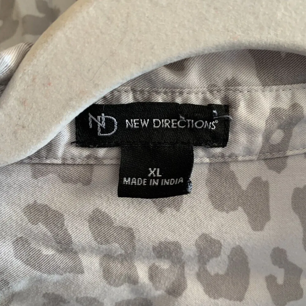 New Directions Womens Sz XL Multicolor Animal Print Snap Button Up Shirt Blouse - Image 4