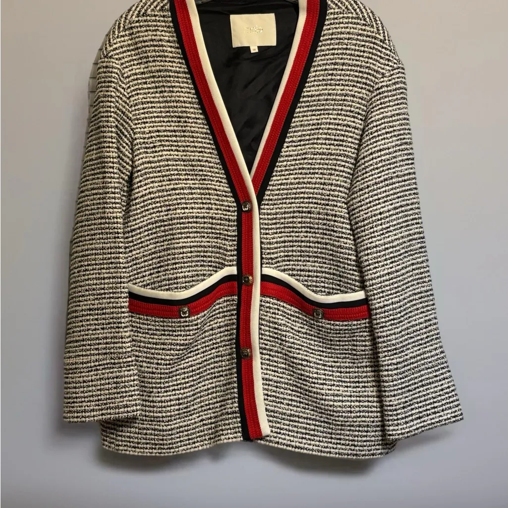 Maje Black and Red Striped Cardigan - Image 4