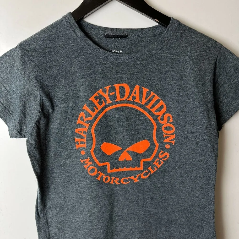 Harley Davidson Motorcycles Museum T Shirt Small S Womens Gray Graphic Tee Top - Image 5
