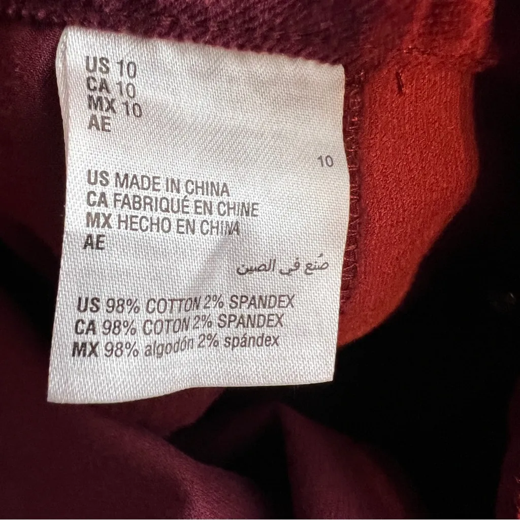 Maison Jules Size 10 Ruby Wine Corduroy Button Front Skirt - Image 8