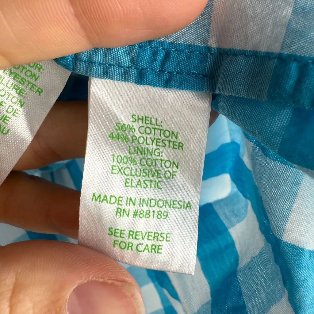 Lilly Pulitzer Sarafina Puff Sleeve Top Blue Checkered Size 2 Preppy Coastal Coq - Image 7