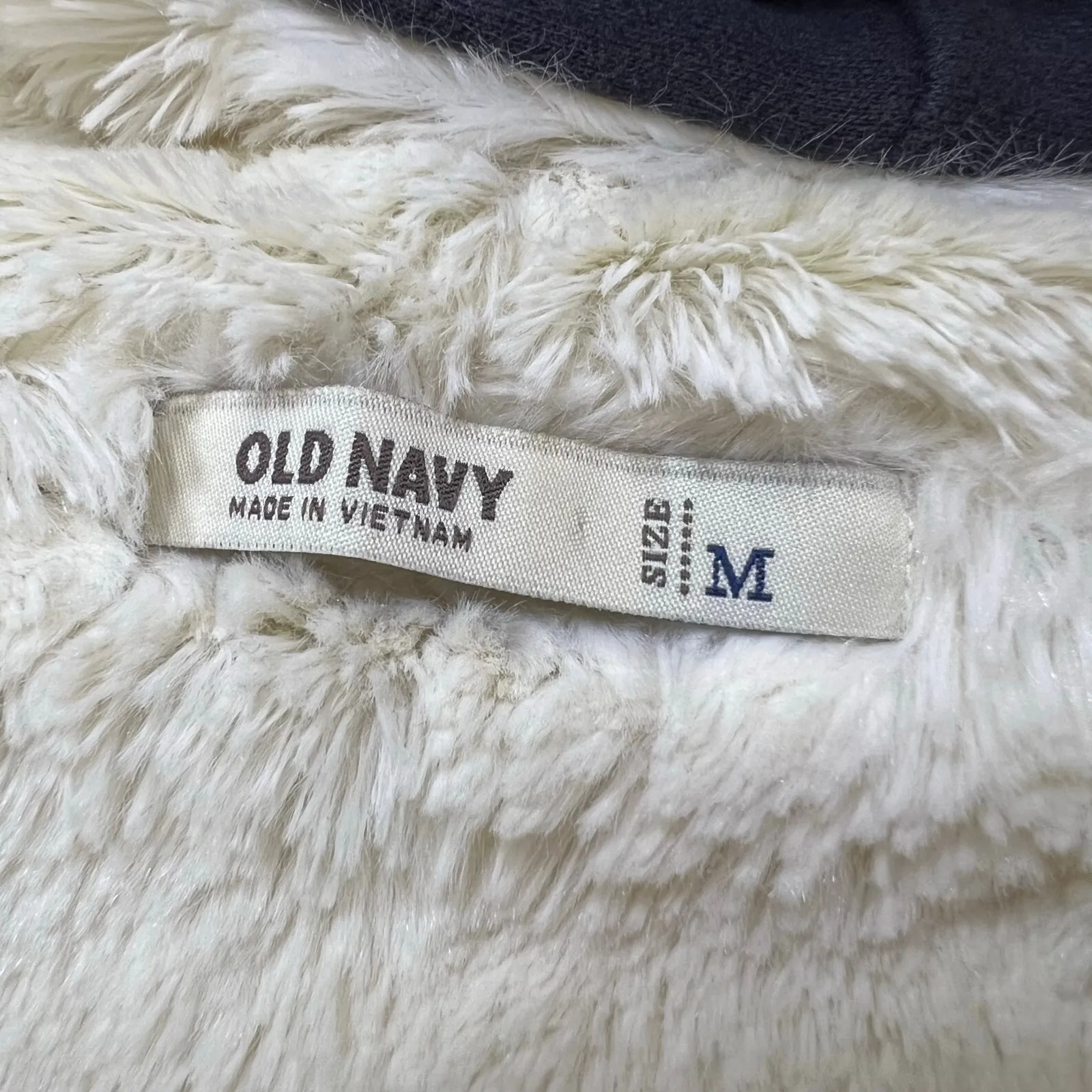 Y2K Old Navy Womens Vest Hooded Soft Faux Fur Lined Full Zip Navy Blue Medium - Image 8