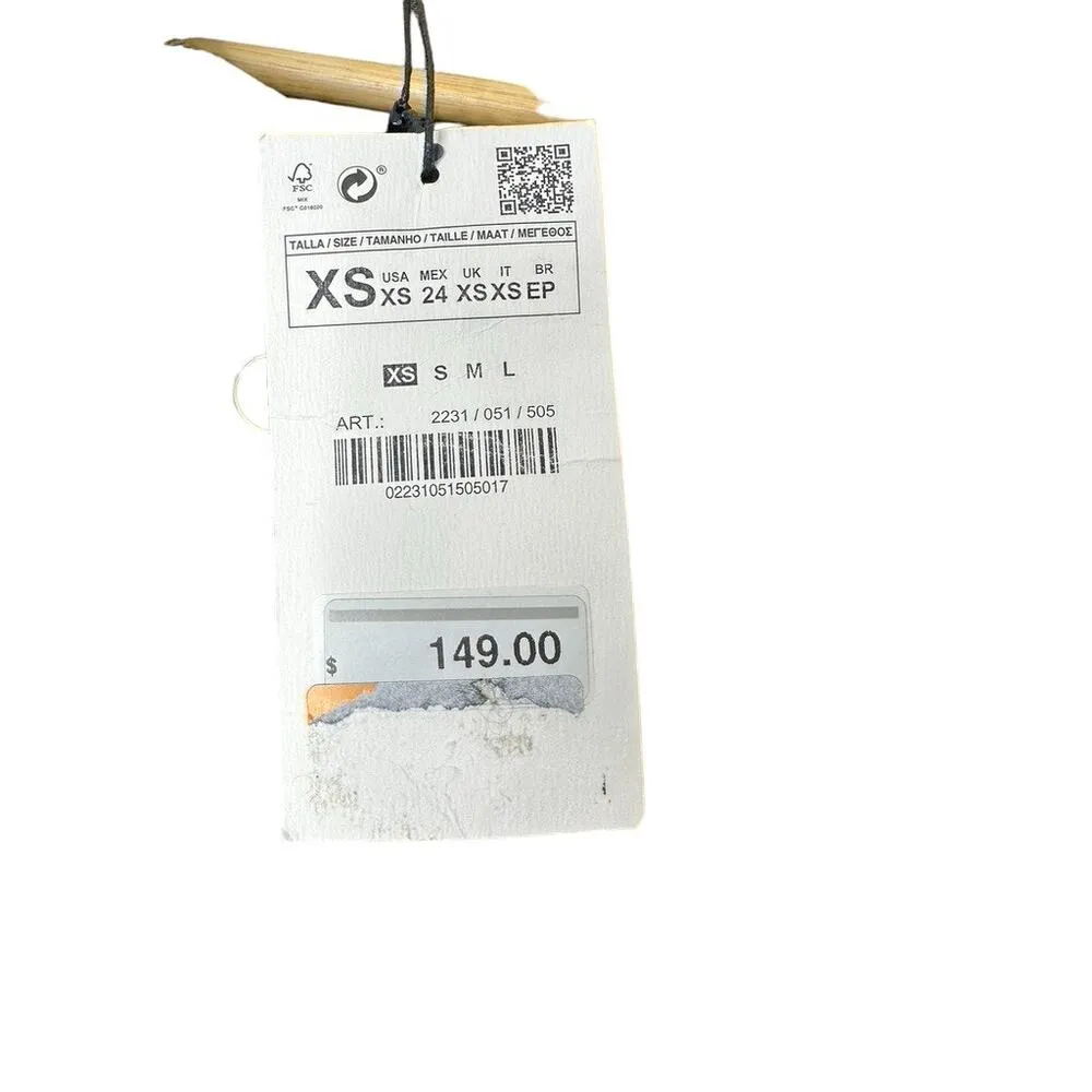 Zara Basic Z1975 Denim Dark Green Long Military Jacket w/ Patches Women's XS New - Image 9